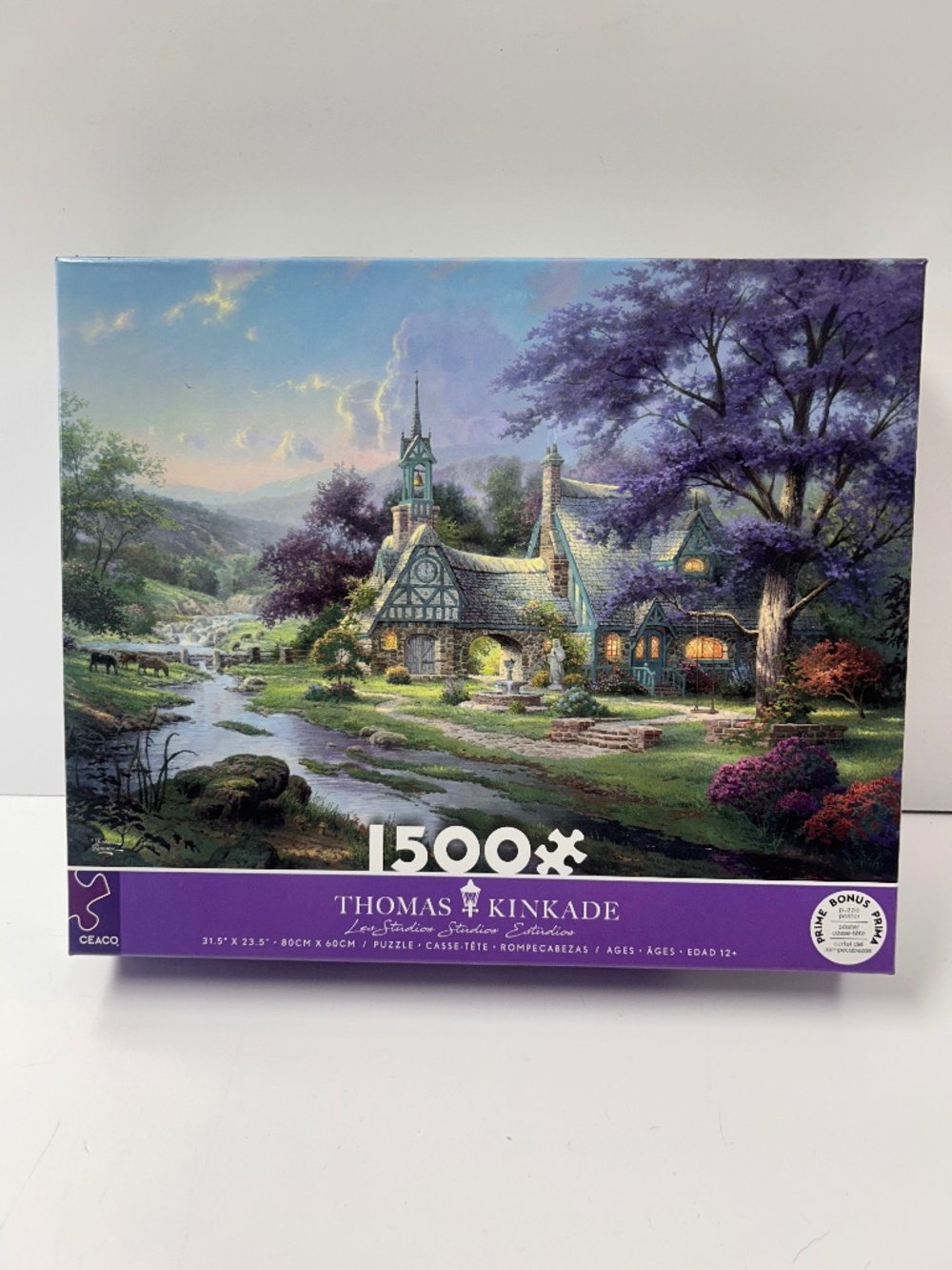 Thomas Kinkade Clocktower Cottage 1500 Piece Jigsaw Puzzle Sealed New 31.5x23.5